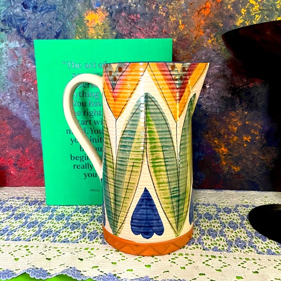 Studio Nova Other - Studio Nova Portugal Clay Pottery Desert Flower Large Pitcher